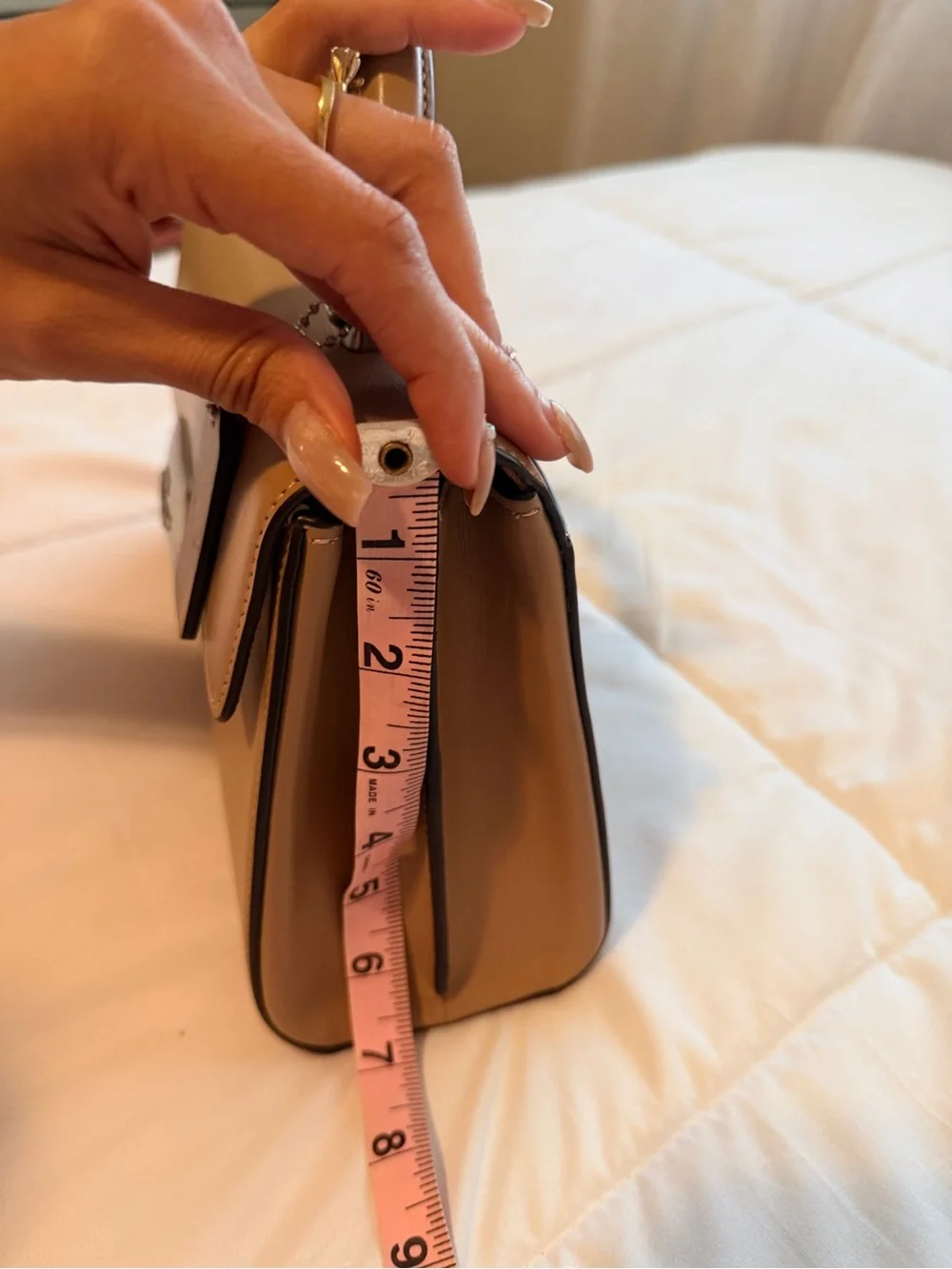 Coach Beige/Tan Leather Top-Handle Satchel with Removable Strap